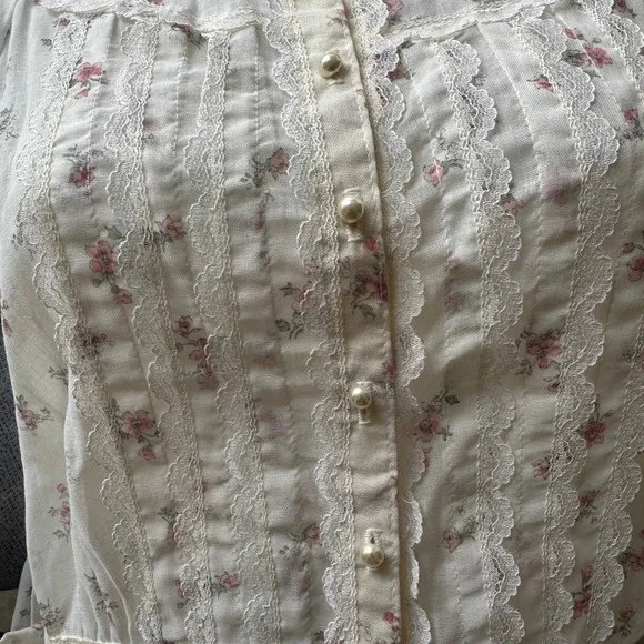 Gunne Sax Jessica McClintock Vintage 70's Dress‎ Women 7 Floral Lace Prairie - Picture 11 of 11